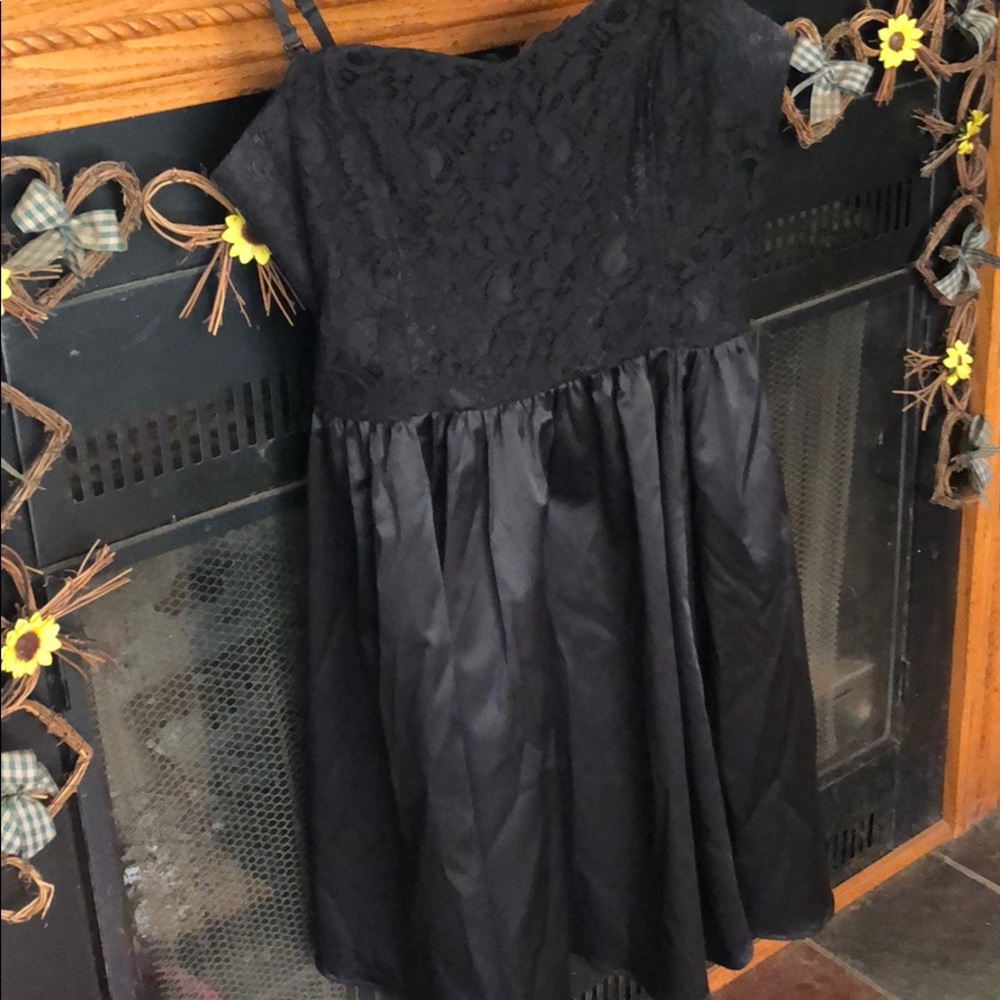 Black satin and lace dress
